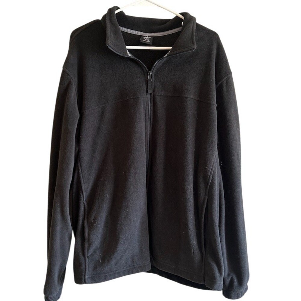 Starter Jacket Mens XL Black Full Zip Lightweight Soft Fleece Stand Collar